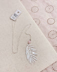 Rose Quartz Palm Leaf Pendant Necklace on Silver Chain
