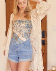 Crochet Open Front Bell Sleeved Cardigan