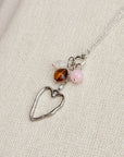 Mixed Gem Heart Charm Necklace