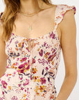 Lace-Up Smocked Bodice Midi Dress