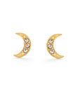 Crescent Moon Crystal Stud Earrings