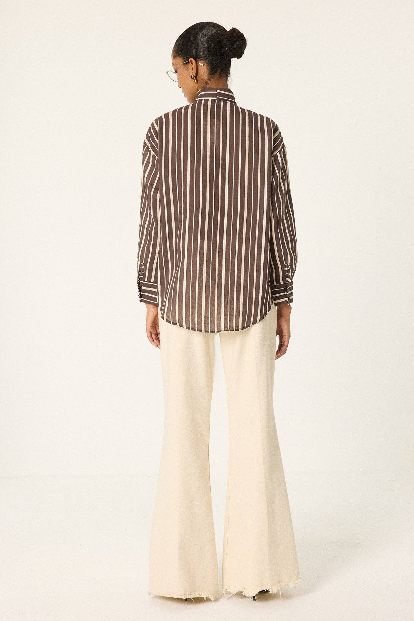 Striped Tie-Neck Blouse