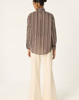 Striped Tie-Neck Blouse