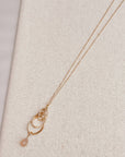 Pink Chalcedony Matte Gold Linked Ovals Necklace