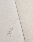 Beachy Rhodium Freshwater Pearl Starfish Charm Necklace