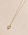 CZ Shell Heart Charm Necklace with Pearl