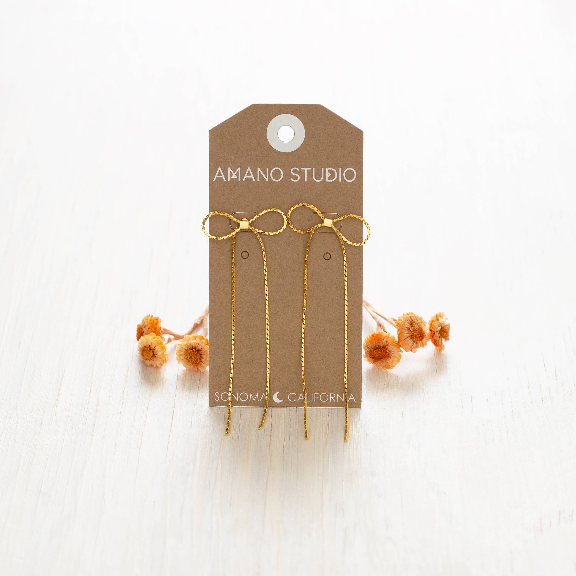 Long Bow Stud Earrings