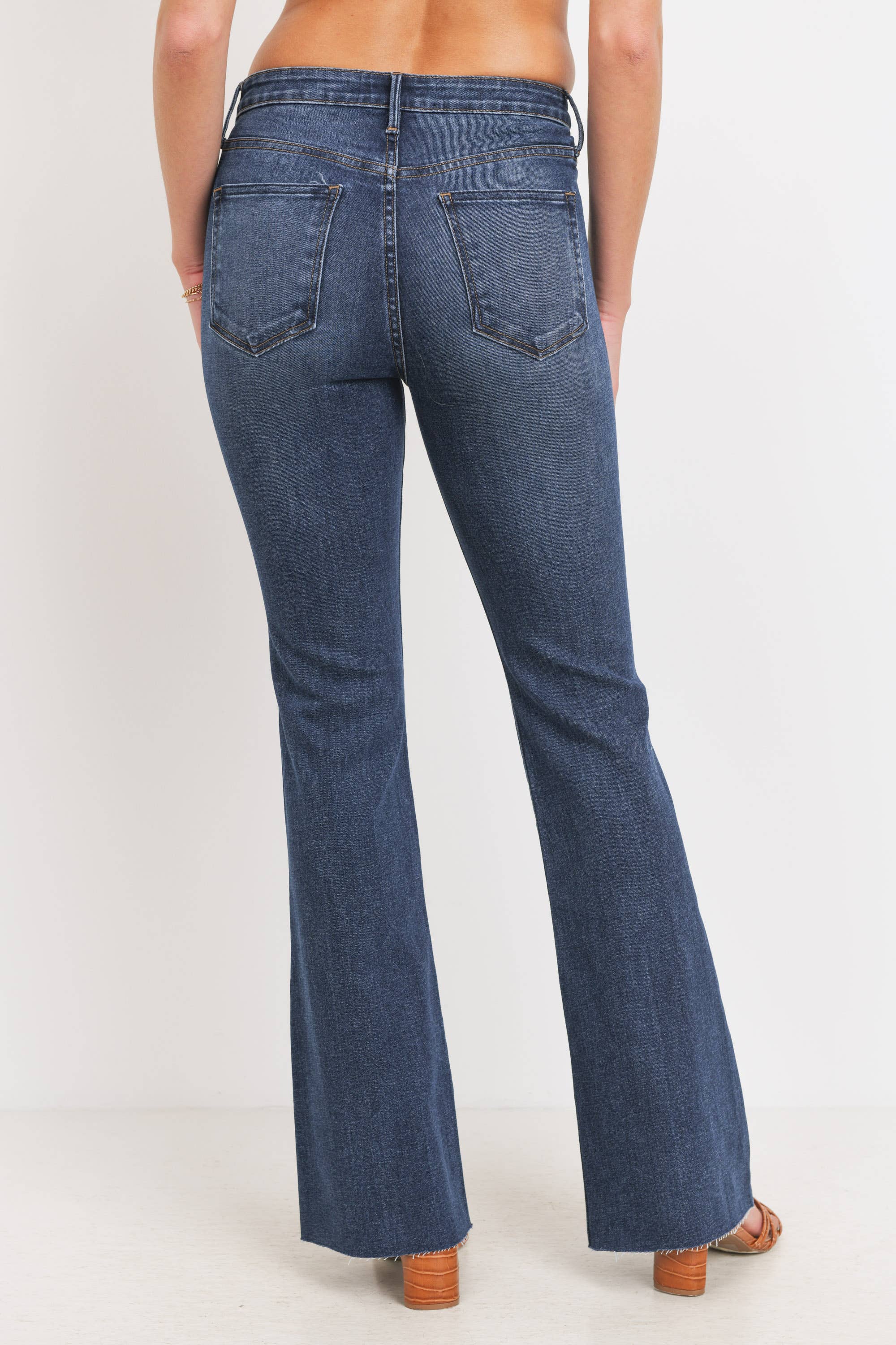 Dark Wash High Rise Scissor Cut Flare