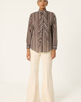 Striped Tie-Neck Blouse