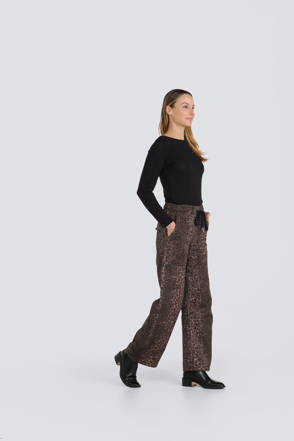 Leopard Print Barrel Pants