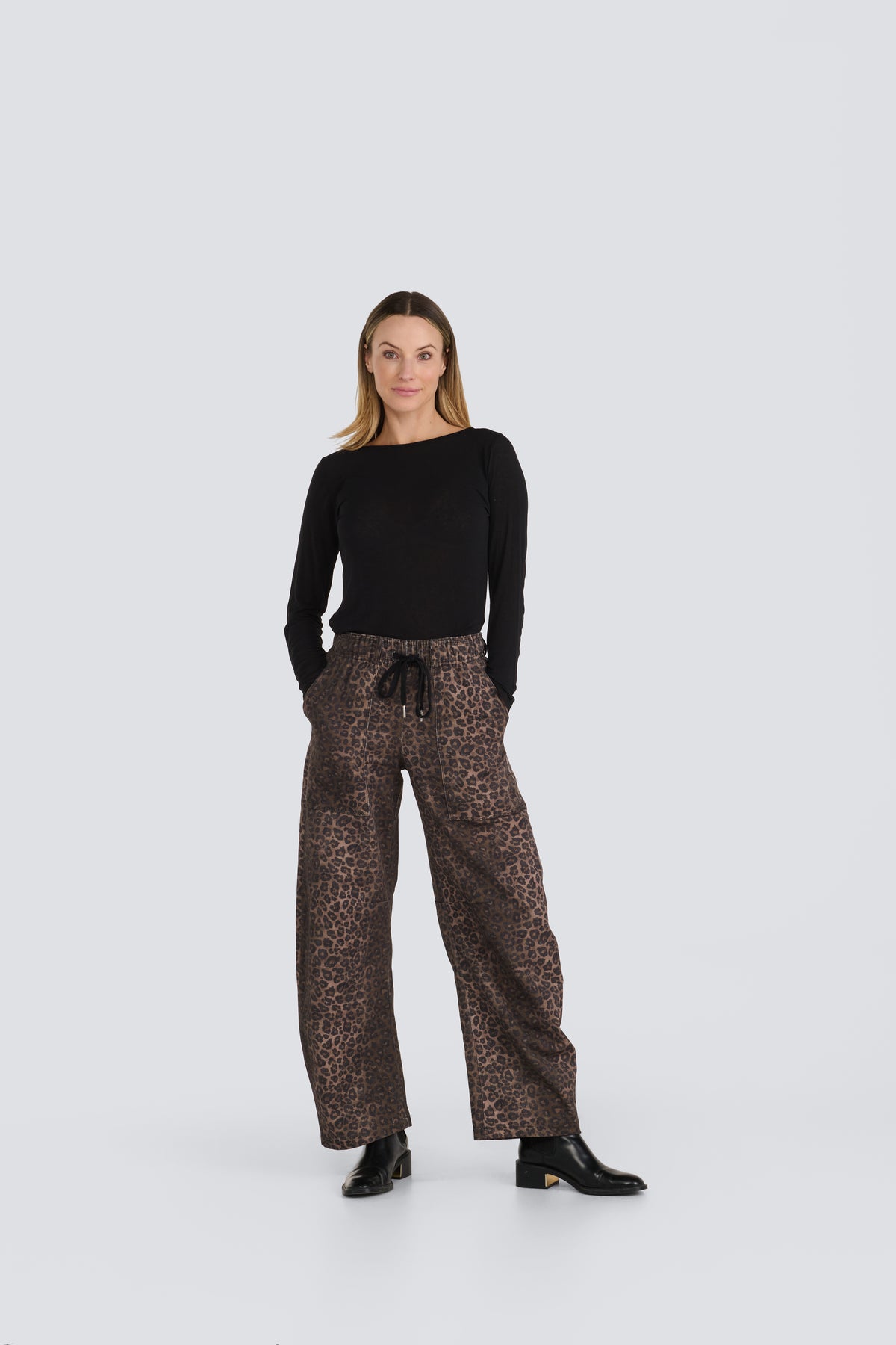 Leopard Print Barrel Pants