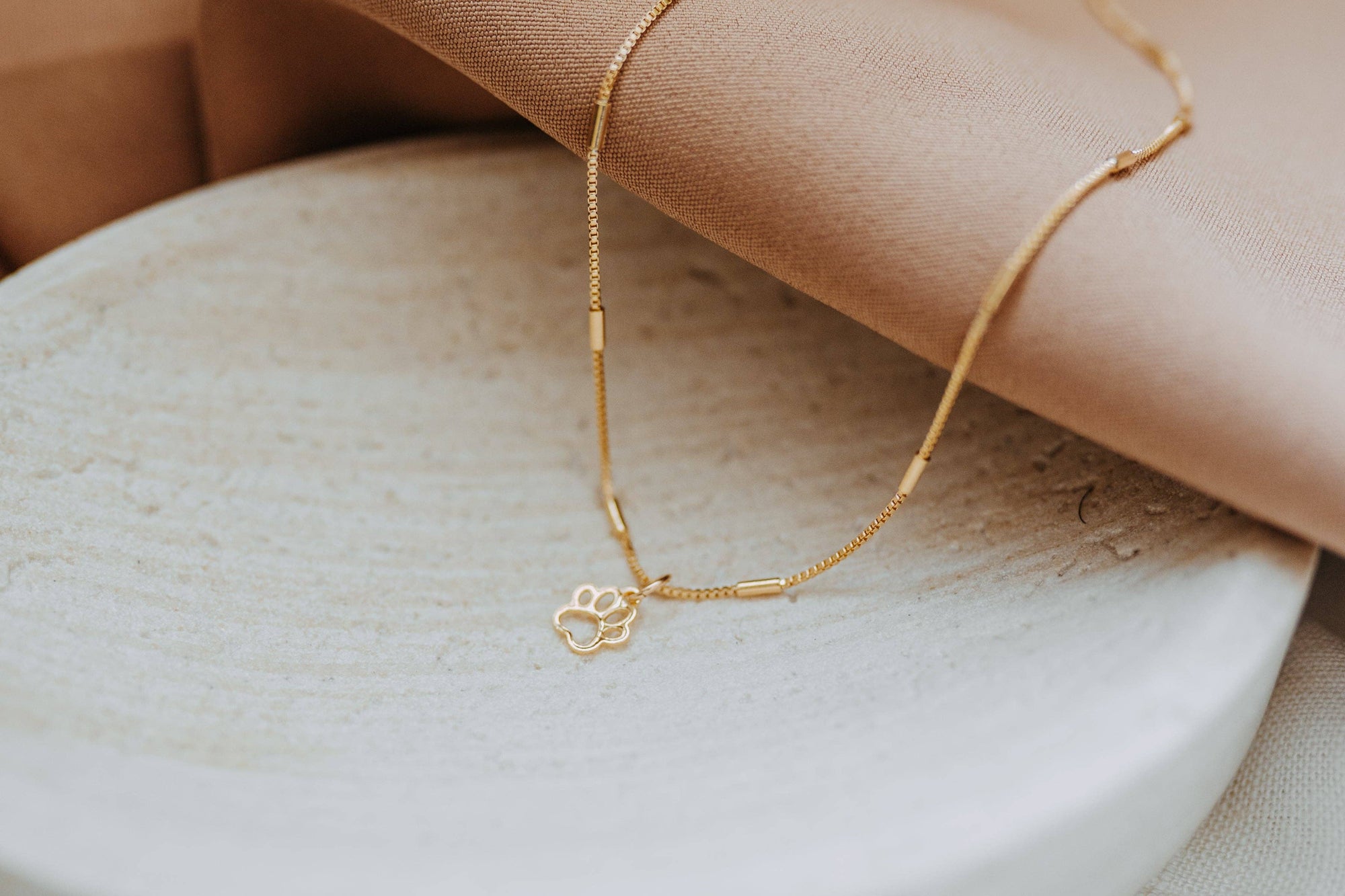 Gold Paw Print Necklace for Dog Lovers