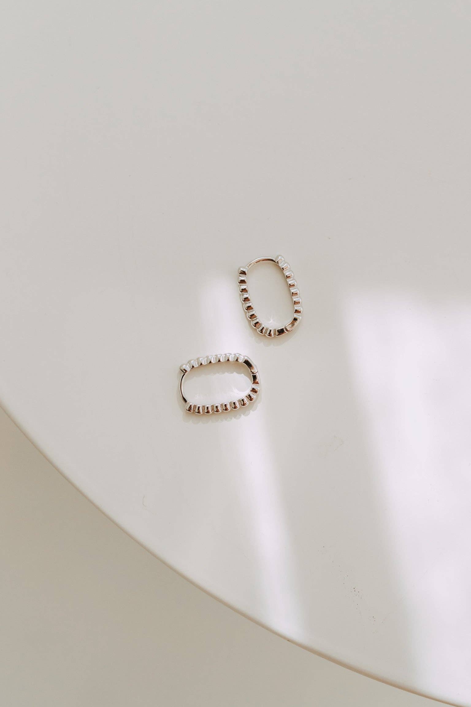 Dottie Rectangle Huggies - Sterling Silver Hoop Earrings