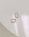 Dottie Rectangle Huggies - Sterling Silver Hoop Earrings