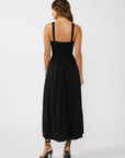 V-Neck Ruched Button Down Maxi Dress