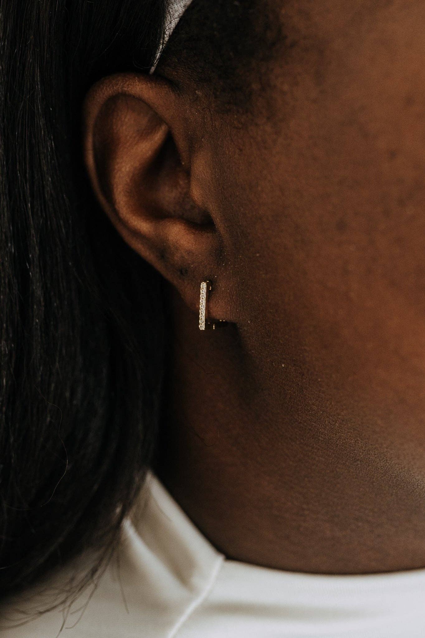 Luna Hoops Gold Filled Pavé Rectangle Earrings