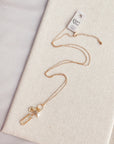 Gold Mother of Pearl Bar Pendant Necklace
