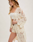 Crochet Open Front Bell Sleeved Cardigan