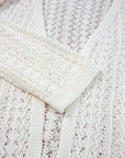 White Stylish Hollow Out Knit Drop Shoulder Cardigan
