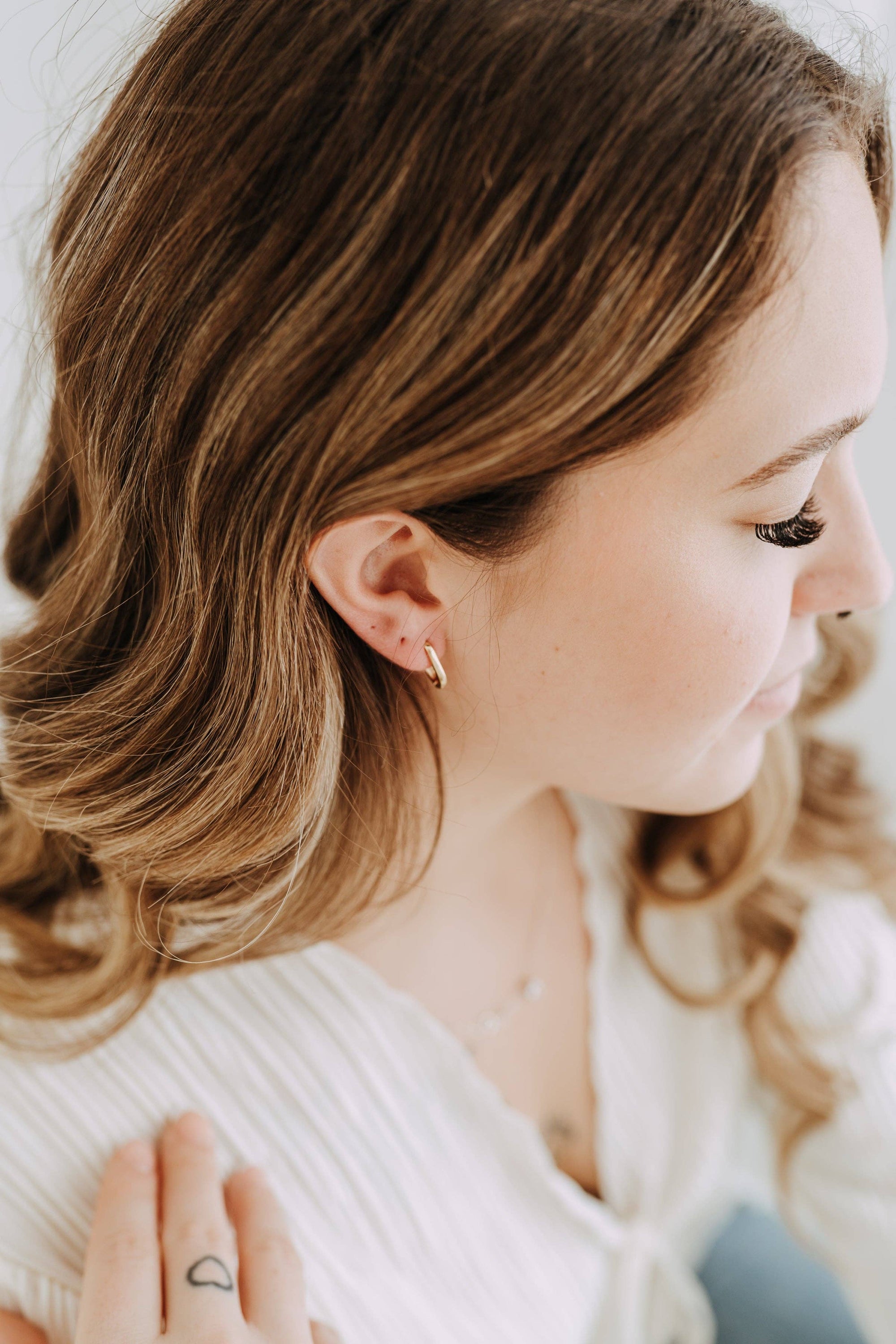 Rectangle Huggie Hoops – Gold Filled Minimal