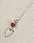 Mixed Gem Heart Charm Necklace