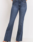 Dark Wash High Rise Scissor Cut Flare