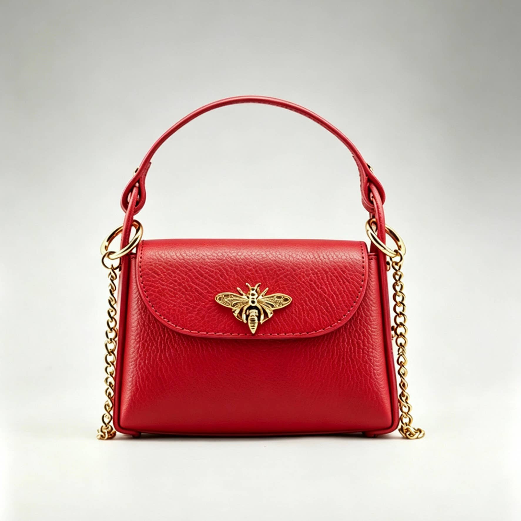 Bee Happy Mini Leather Crossbody Bag with Gold Bee Clasp