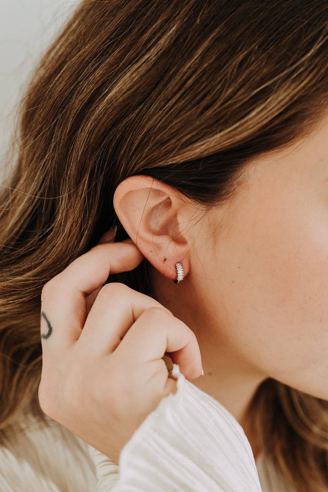 Diana CZ Sterling Silver Huggies 11mm | Everyday Sparkle