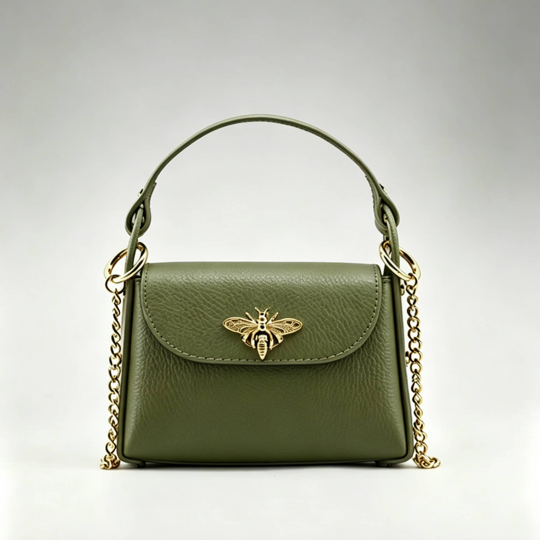 Bee Happy Mini Leather Crossbody Bag with Gold Bee Clasp