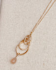 Pink Chalcedony Matte Gold Linked Ovals Necklace