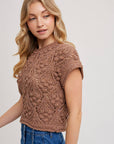 Knit Sweater Short Sleeved Pullover