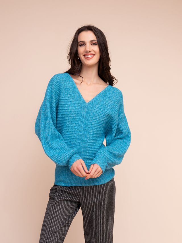 Teal V-Neck Pullover