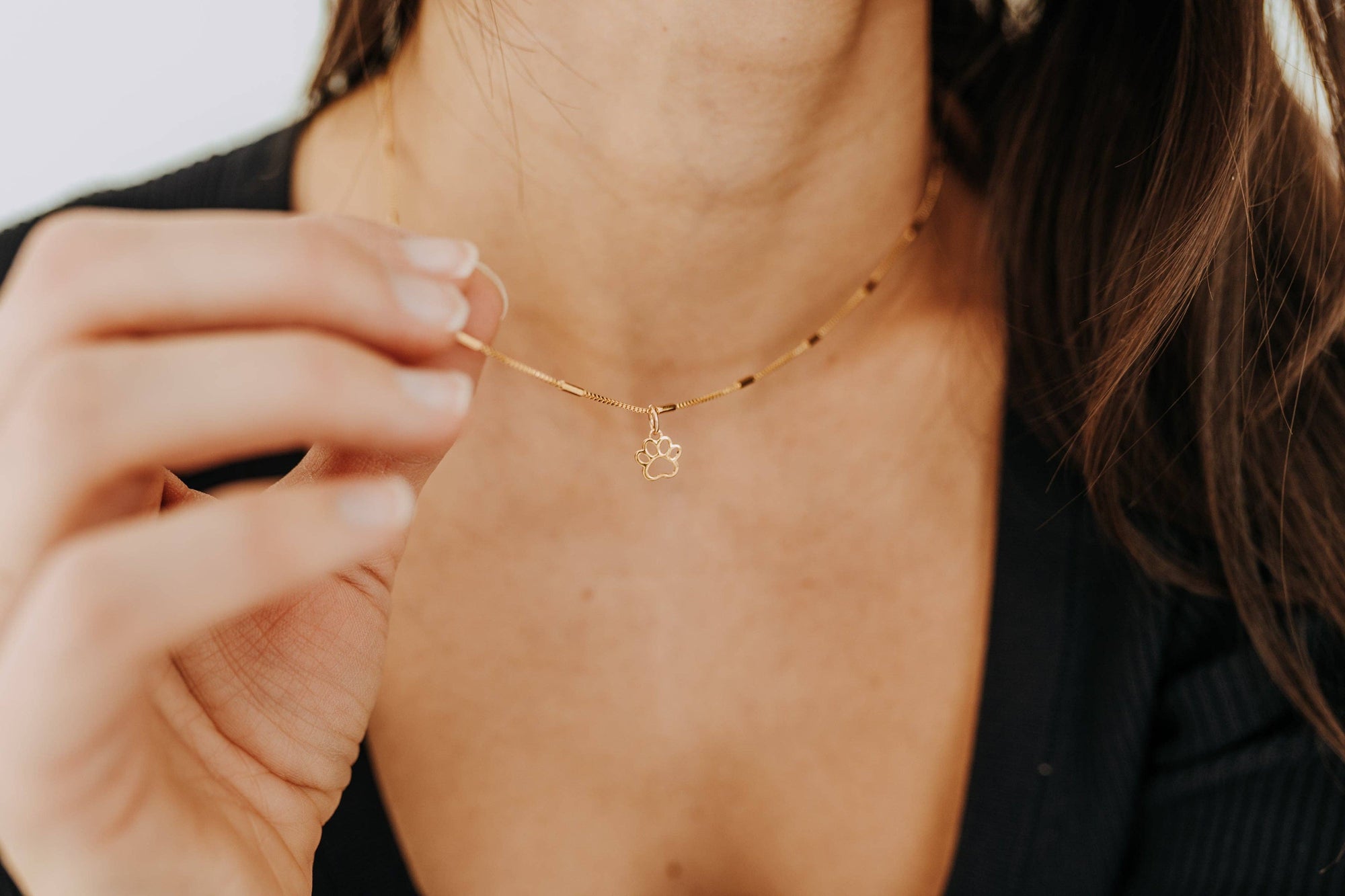 Gold Paw Print Necklace for Dog Lovers