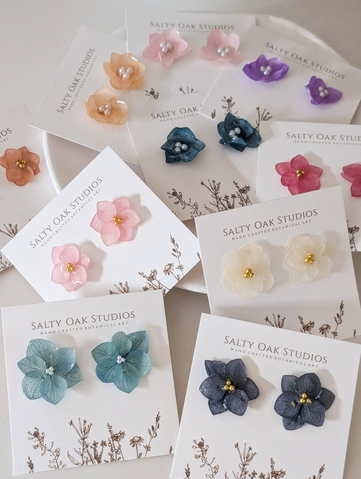 Hydrangea Stud Earrings - mixed color