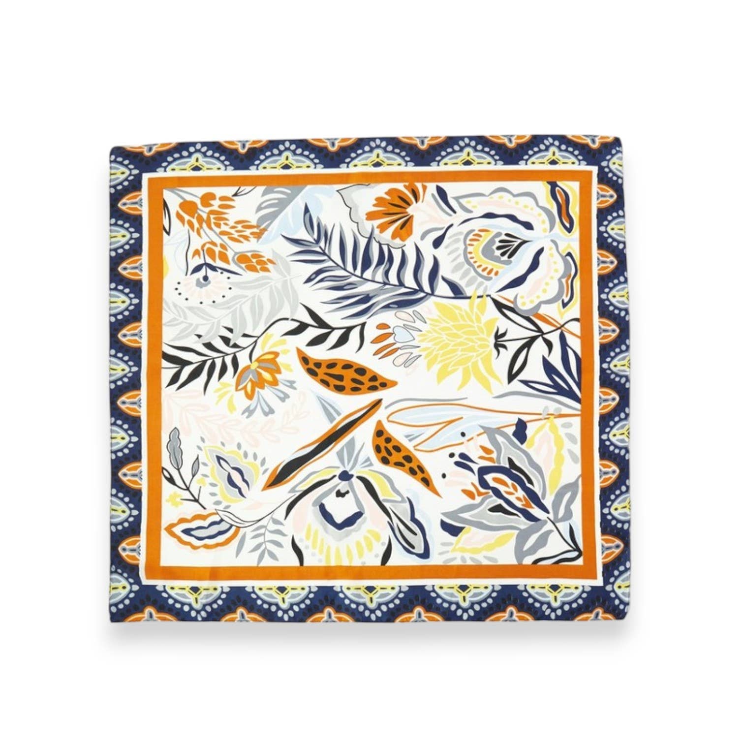 Color Floral Drawing Print Silky Square Scarf