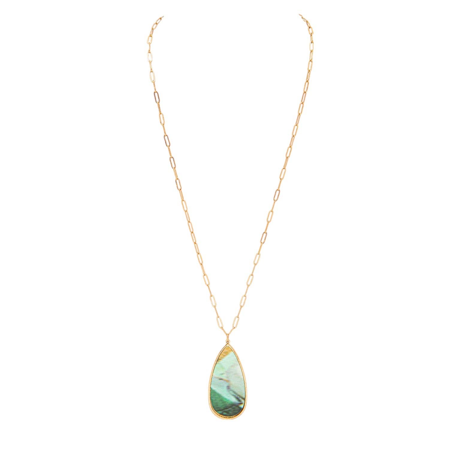 Stone Teardrop Pendant Necklace