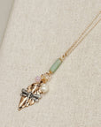 Gold Dragonfly Amazonite & Crystal Pendant Necklace