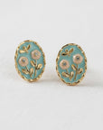 Floral Enamel Drop Earrings with Vintage Charm