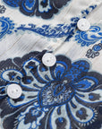 Blue Tribal Pattern Buttoned Front Loose Shirt