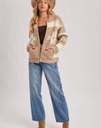 FAIR ISLE FUZZY KNIT FRONT ZIPPER CARDIGAN