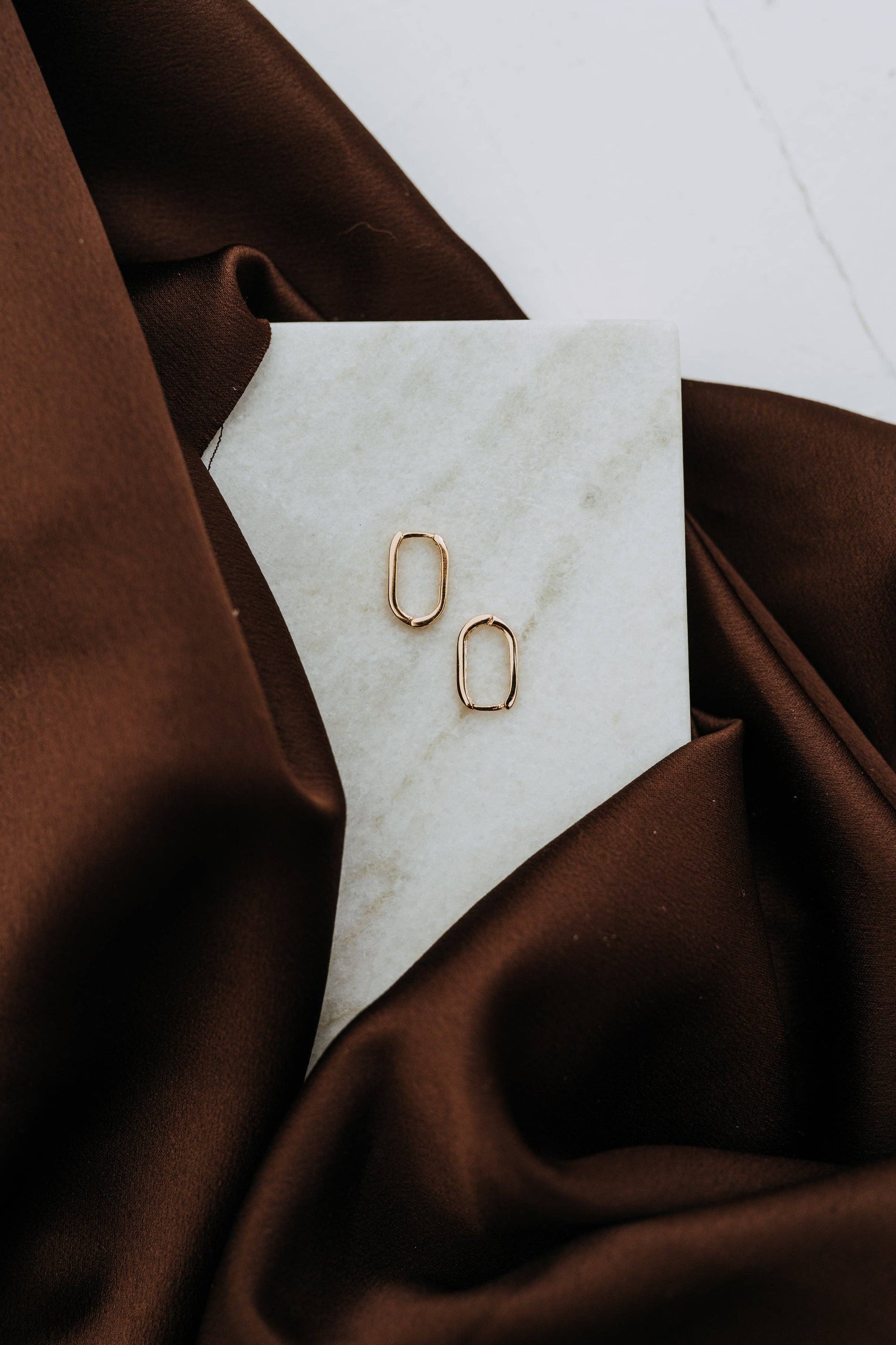 Rectangle Huggie Hoops – Gold Filled Minimal