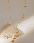 18K Stainless Steel Ball Y Necklace