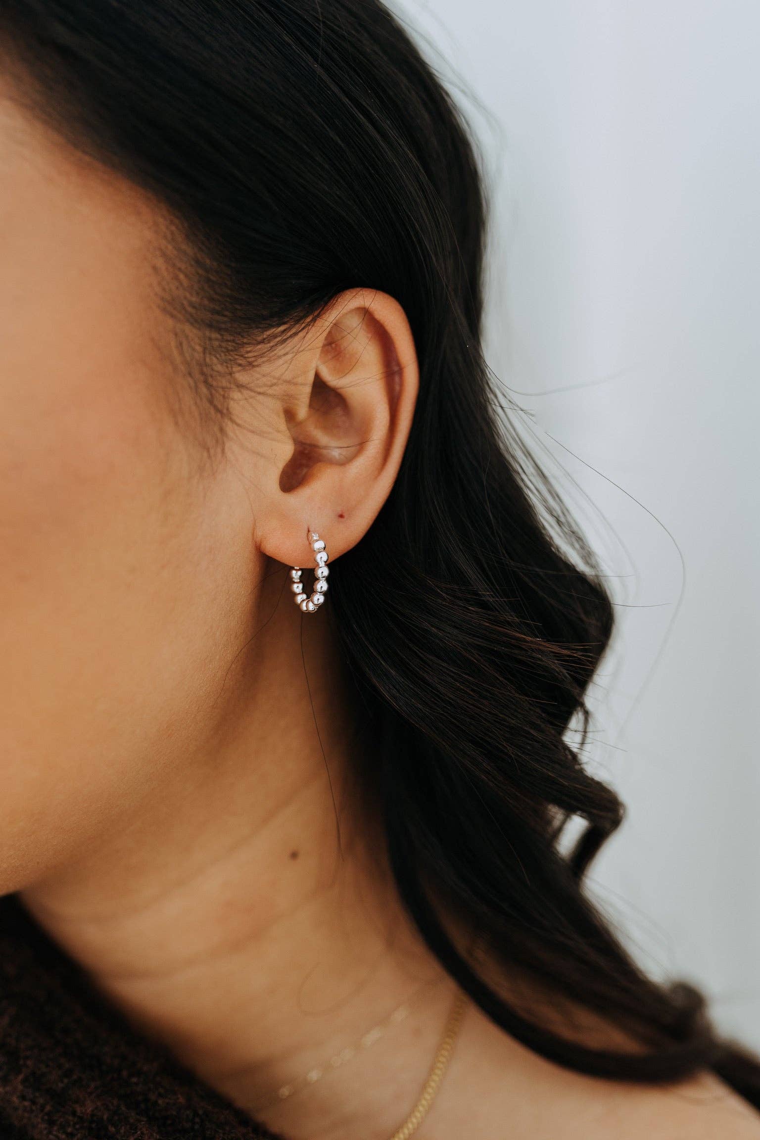 Sterling Silver Mini Ball Hoops 16mm | Beaded Hoop