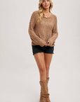Raglan Cut Open Knit Sweater Pullover