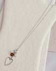 Mixed Gem Heart Charm Necklace
