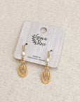Brass Filigree Drop Earrings Gold Freshwater Pearl