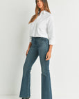 Dark Wash High Rise Scissor Cut Flare