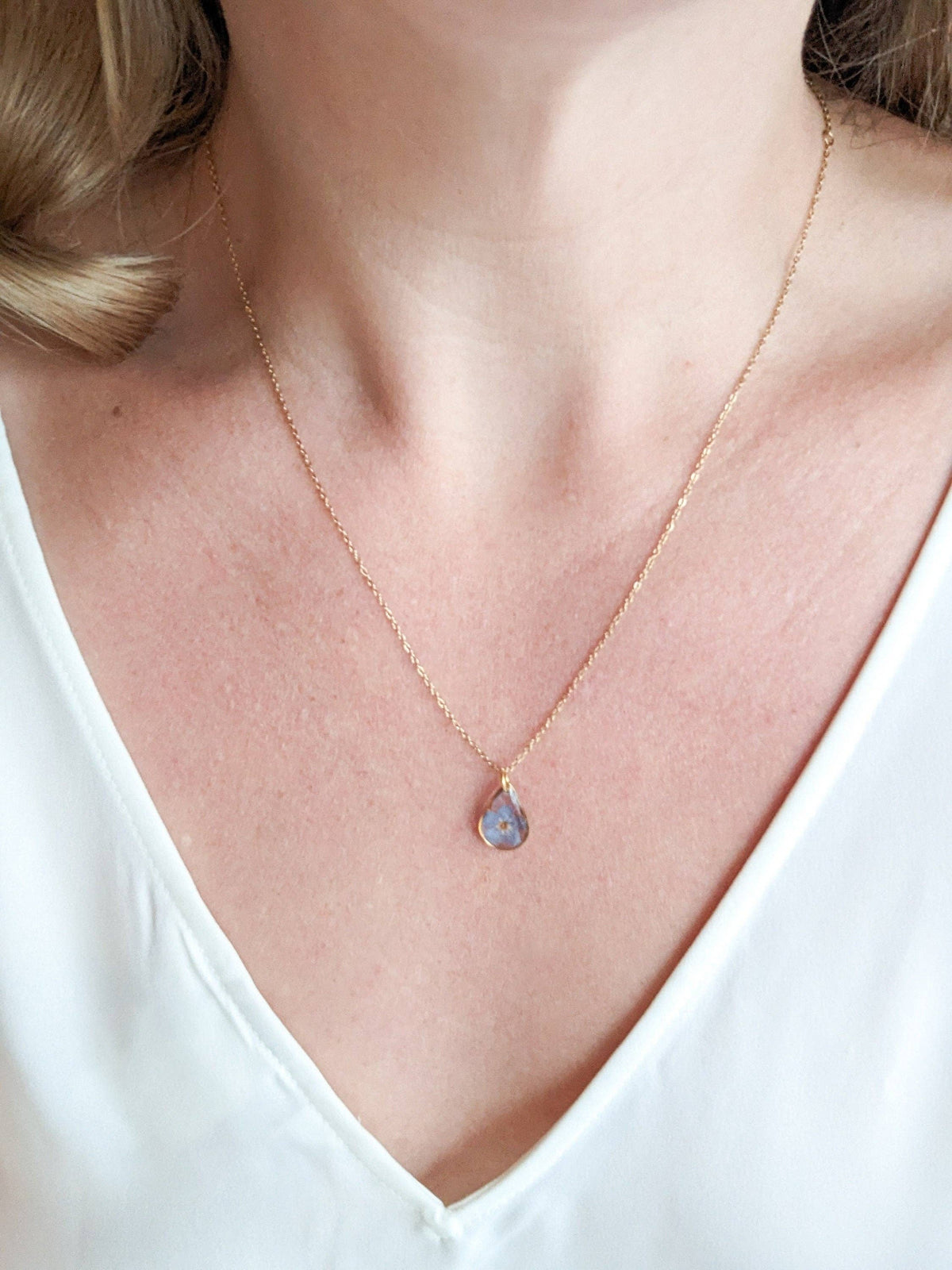 Forget-Me-Not Teardrop Necklace