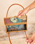 Ata Vine Rattan Box Handbag with Diamond Pattern