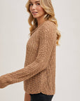 Raglan Cut Open Knit Sweater Pullover